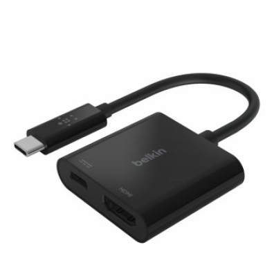 ADAPTADOR BELKIN USB-C A HDMI + CARGA 60W EN COLOR NEGRO