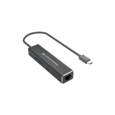 Adaptador USB-C a Gigabit Ethernet RJ45 Conceptronic con Hub USB 3.2