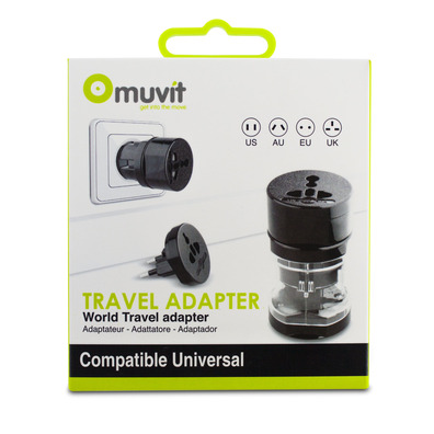 Adaptador de Viaje Universal Negro Muvit