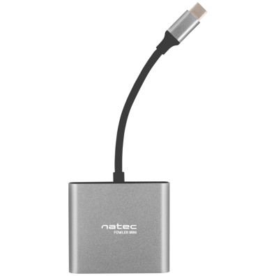 Natec Fowler Mini Adaptador Multipuerto 3en1 - USB-C a USB 3.0, HDMI 4K - USB-C Power Delivery - Col