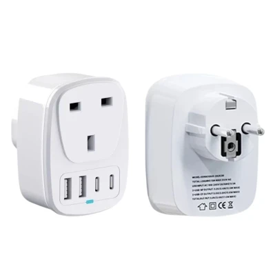 Adaptador de Viaje EU a UK con 2x USB y 2x USB-C