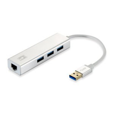Adaptador USB 3.0 a Gigabit Ethernet RJ45 Level One con Hub USB 3.0