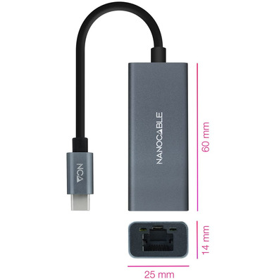 Adaptador USB-C a RJ45 Nanocable 10.03.0406 1000 Mbps