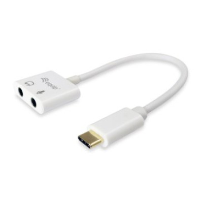 ADAPTADOR USB-C EQUIP para Auricular y Micrófono 2 Jack 3.5mm Hembra