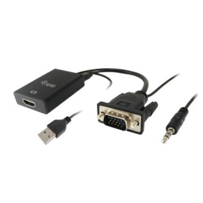 Adaptador VGA Macho a HDMI Hembra con Audio Jack 3.5" - Marca EQUIP