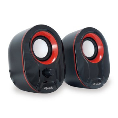 ALTAVOCES 2.0 EQUIP LIFE 6W RMS NEGRO Y ROJO - CONTROL VOLUMEN, JACK 3.5" - USB