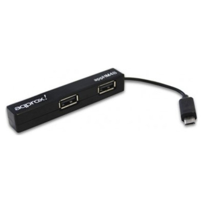 Hub USB Android 4 Puertos - Negro | Conexión Micro | Apto para Aprox
