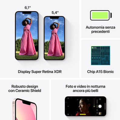 Apple iPhone 13 Mini 128GB 5G MLK23QL/A Rosa 