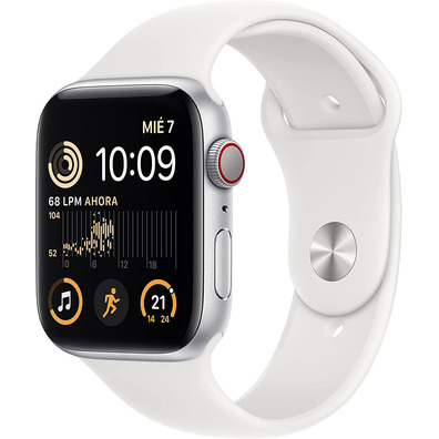 Apple Watch SE 2ª Gen GPS/Cell 44mm Aluminio Plata/Correa Blanca