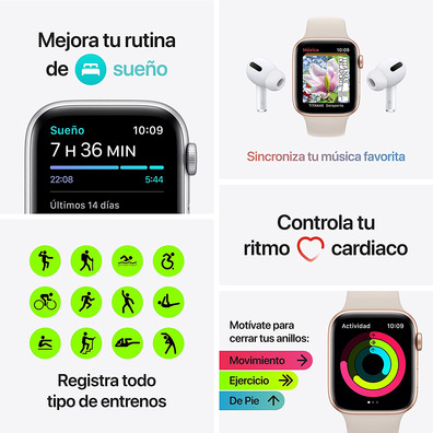 Apple Watch SE 2021 GPS 40 mm Caja de Aluminio Gris espacial/Correa Deportiva Negro Medianoche