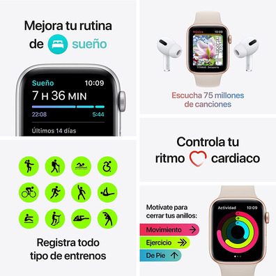 Apple Watch SE 2021 GPS/Cellular 40 mm Aluminio Plata/Correa Deportiva Azul Abismo