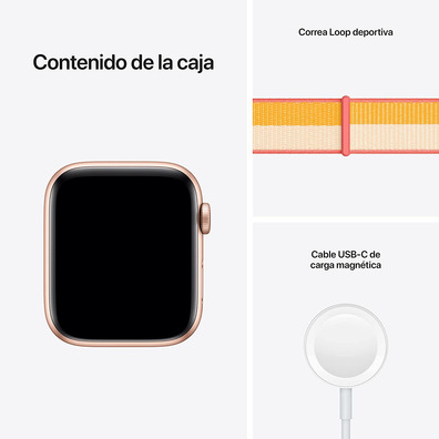 Apple Watch SE 2021 GPS/Cellular 44 mm Caja de Aluminio en Oro/Correa Loop Deportiva Maiz Blanco