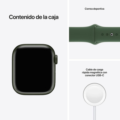 Apple Watch Series 7 GPS 41 mm Caja Aluminio en Verde/Correa deportiva Verde Trebol