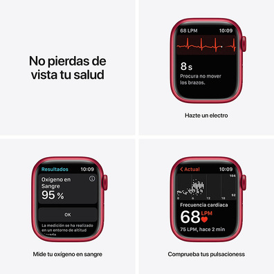 Apple Watch Series 7 GPS 41 mm Caja de Aluminio en Rojo/Correa deportiva Roja