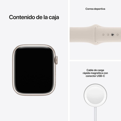 Apple Watch Series 7 GPS 45mm Caja Aluminio Blanco Estrella/Correa Deportiva Blanco Estrella