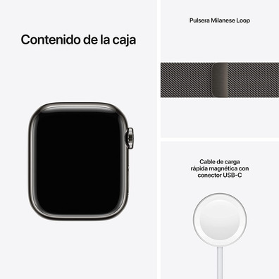 Apple Watch Series 7 GPS/Cellular 41 mm Caja de Acero Grafito/Correa Milanesa en Grafito