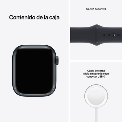 Apple Watch Series 7 GPS/Cellular 41 mm Caja de Aluminio en Negro Medianoche/Correa deportiva Negro