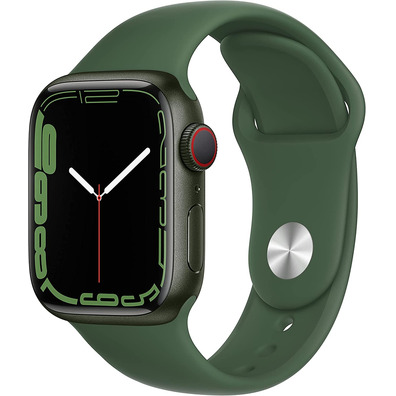 Apple Watch Series 7 GPS/Cellular 41 mm Caja de Aluminio en Verde/Correa deportiva Verde Trebol