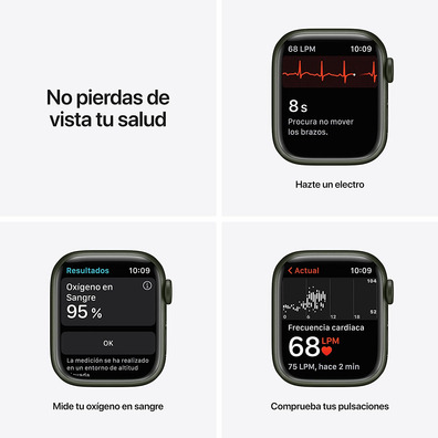Apple Watch Series 7 GPS/Cellular 41 mm Caja de Aluminio en Verde/Correa deportiva Verde Trebol