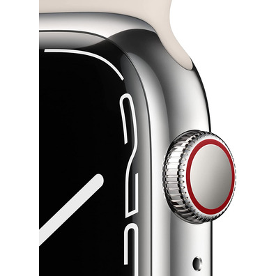 Apple Watch Series 7 GPS/Cellular 45 mm Caja de Acero Correa Deportiva Blanco Estrella