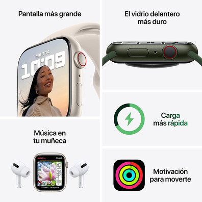 Apple Watch Series 7 GPS/Cellular 45 mm Caja de Acero Correa Deportiva Blanco Estrella