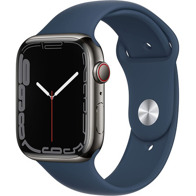 Apple Watch Series 7 GPS/Cellular 45 mm Caja de Acero Grafito/Correa deportiva Azul abismo