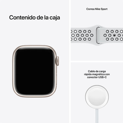 Apple Watch Series 7 Nike GPS/Cellular 45 mm Caja de Aluminio en Plata/Correa Deportiva Nike