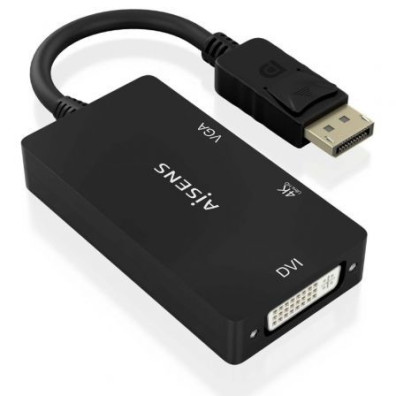 Cable Conversor Aisens A125-0861 DisplayPort Macho a VGA DVI HDMI 4K Hembra - 15cm