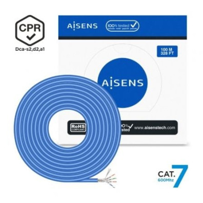 Bobina de Cable RJ45 SFTP AWG23 LSZH CPR Dca Aisens A146-0664 Cat.7/ 100m - Azul