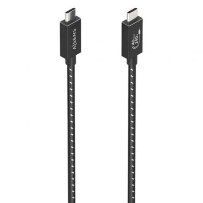 Cable USB 4.0 Tipo-C Aisens A156-0867/ USB Tipo-C Macho - USB Tipo-C Macho/ Hasta 240W/ 40Gbps/ 1m - Gris