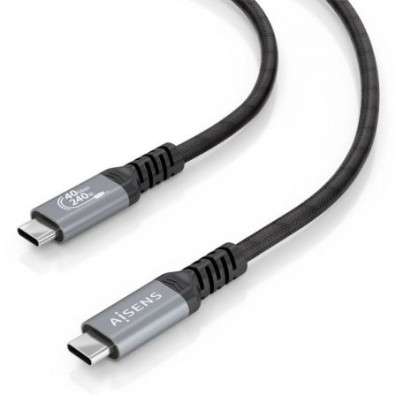 Cable USB 4.0 Tipo-C Aisens A156-0996/ USB Tipo-C Macho - USB Tipo-C Macho/ Hasta 240W/ 40Gbps/ 2m - Negro