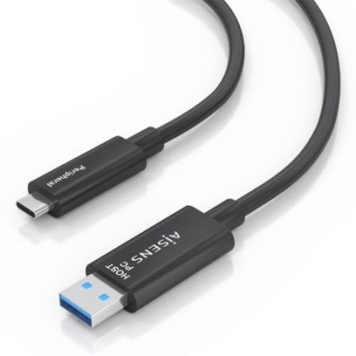 Cable USB 3.2 Tipo-C AOC Aisens A157-0925/ USB Tipo-C Macho - USB Macho/ 10Gbps/ 15m - Negro