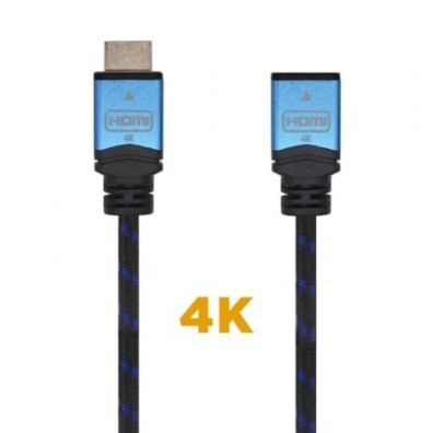 Cable Alargador HDMI Aisens A120-0452/ HDMI Macho - HDMI Hembra/ 1m/ Negro - Azul