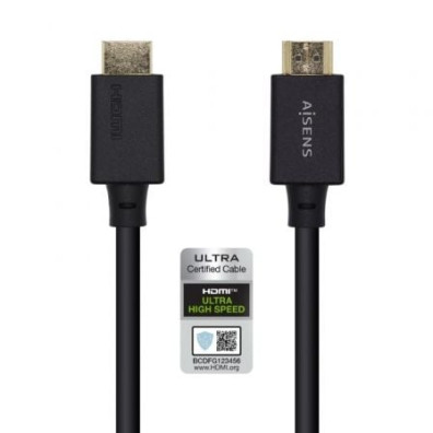 Cable HDMI 2.1 8K Aisens A150-0421/ HDMI Macho - HDMI Macho/ 1m/ Certificado - Negro