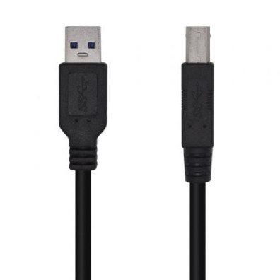 Cable USB 3.0 Impresora Aisens A105-0444/ USB Tipo-B Macho - USB Macho/ 5Gbps/ 2m - Negro