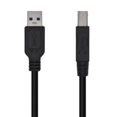 Cable USB 3.0 Impresora Aisens A105-0445/ USB Tipo-B Macho - USB Macho/ 5Gbps/ 3m - Negro