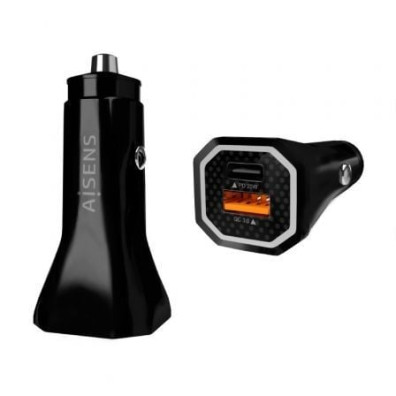 Cargador de Coche Aisens ASCH-CAR2PQC-BK/ 1xUSB-Tipo C/ 1xUSB - 38W