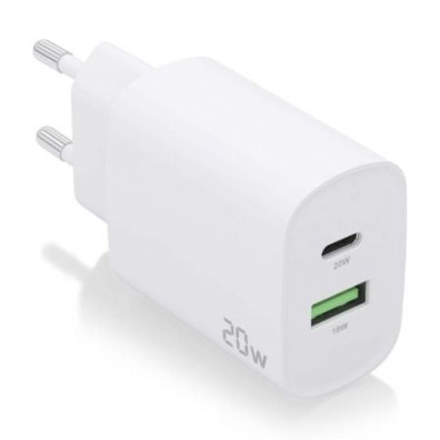 Cargador de Pared Aisens A110-0754/ 1xUSB Tipo-C/ 1xUSB - 20W
