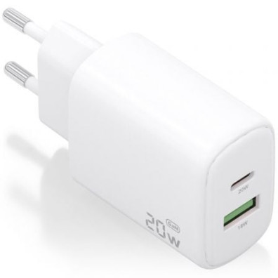 Cargador de Pared GaN Aisens A110-0909 20W 1xUSB Tipo-C 1xUSB