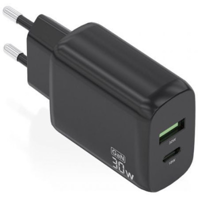 Cargador de Pared GaN Aisens A110-0924 | 30W | 1xUSB Tipo-C y 1xUSB