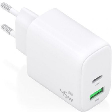 Cargador de Pared GaN Aisens A110-0971 con USB Tipo-C y USB 45W