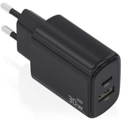 Cargador de Pared GaN Aisens A110-0978 30W 1xUSB Tipo-C 1xUSB