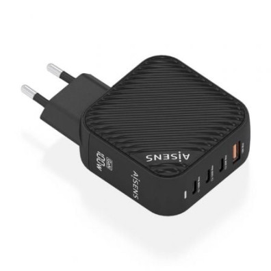 Cargador de Pared GaN Aisens ASCH-100W4P029-BK con 3xUSB Tipo-C/ 1x USB