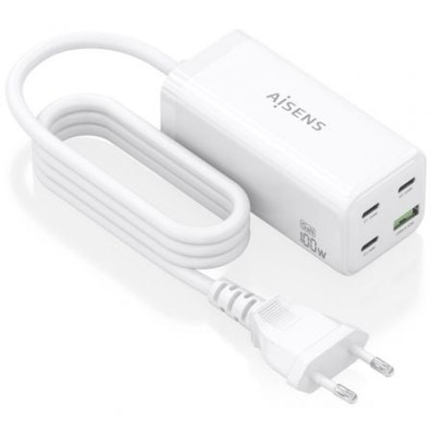 Cargador Sobremesa Aisens GaN ASCH-100W4P053-W con 3xUSB Tipo-C/1xUSB