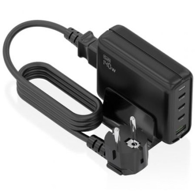 Cargador Sobremesa GaN Aisens ASCH-140W4P056-BK con 3xUSB Tipo-C y 1xUSB