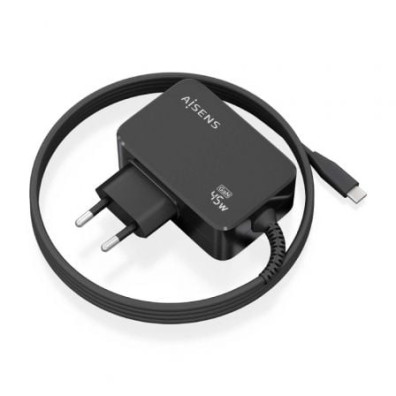 Cargador de Pared GaN Aisens ASCH-1PD45WL032-BK/ 1xUSB Tipo-C + Cable 1.8m