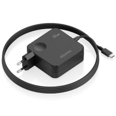 Cargador de Pared GaN Aisens ASCH-1PD65WL80-BK 65W con 1xUSB Tipo-C