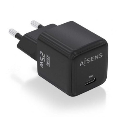 Cargador de Pared GaN Aisens ASCH-25W1P013-BK con 1xUSB Tipo-C