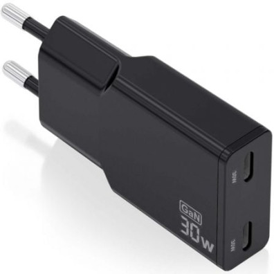 Cargador de Pared GaN Aisens ASCH-30W2P049-BK 30W Tipo-C USB x2