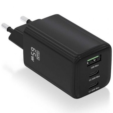 Cargador de Pared USB Tipo-C GaN Aisens ASCH-65W3P042-BK